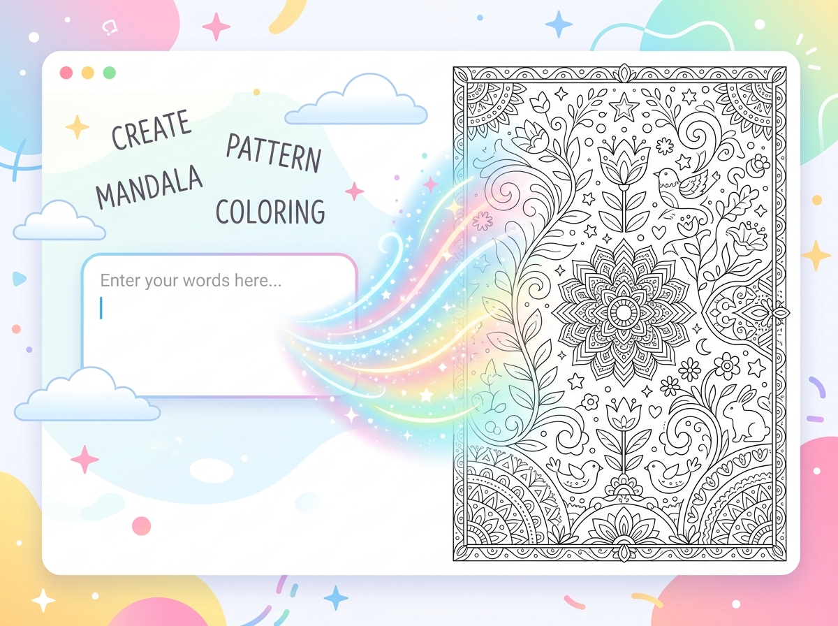 Text to coloring page conversion feature