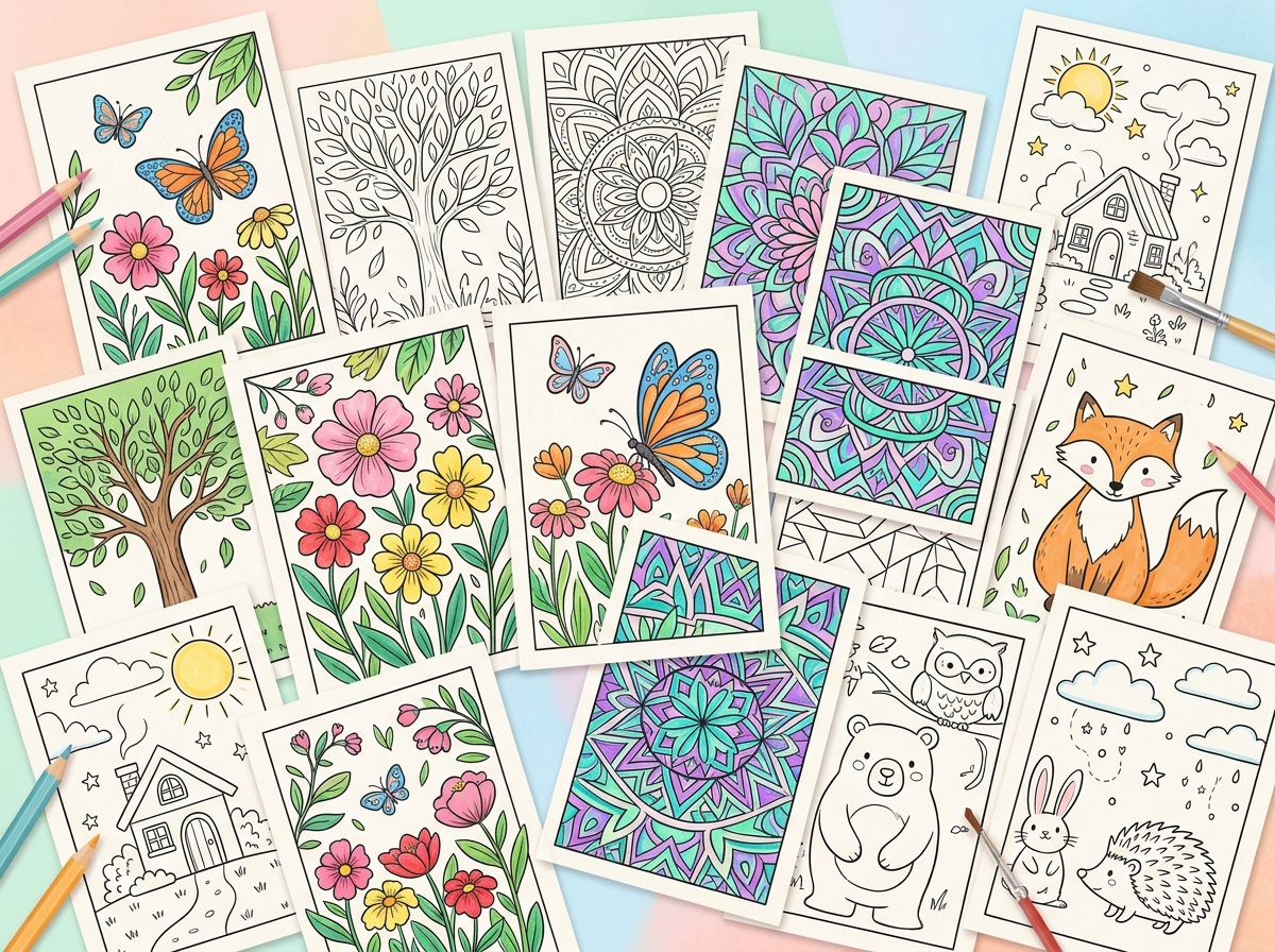 Coloring book generator with multiple pages