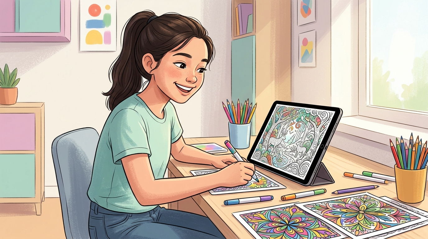 青少年创作个性化涂色页设计