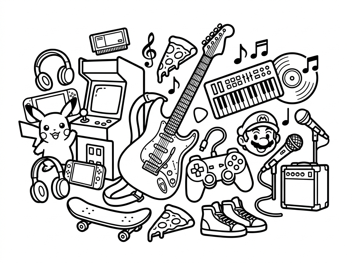 Pop culture trend coloring page design