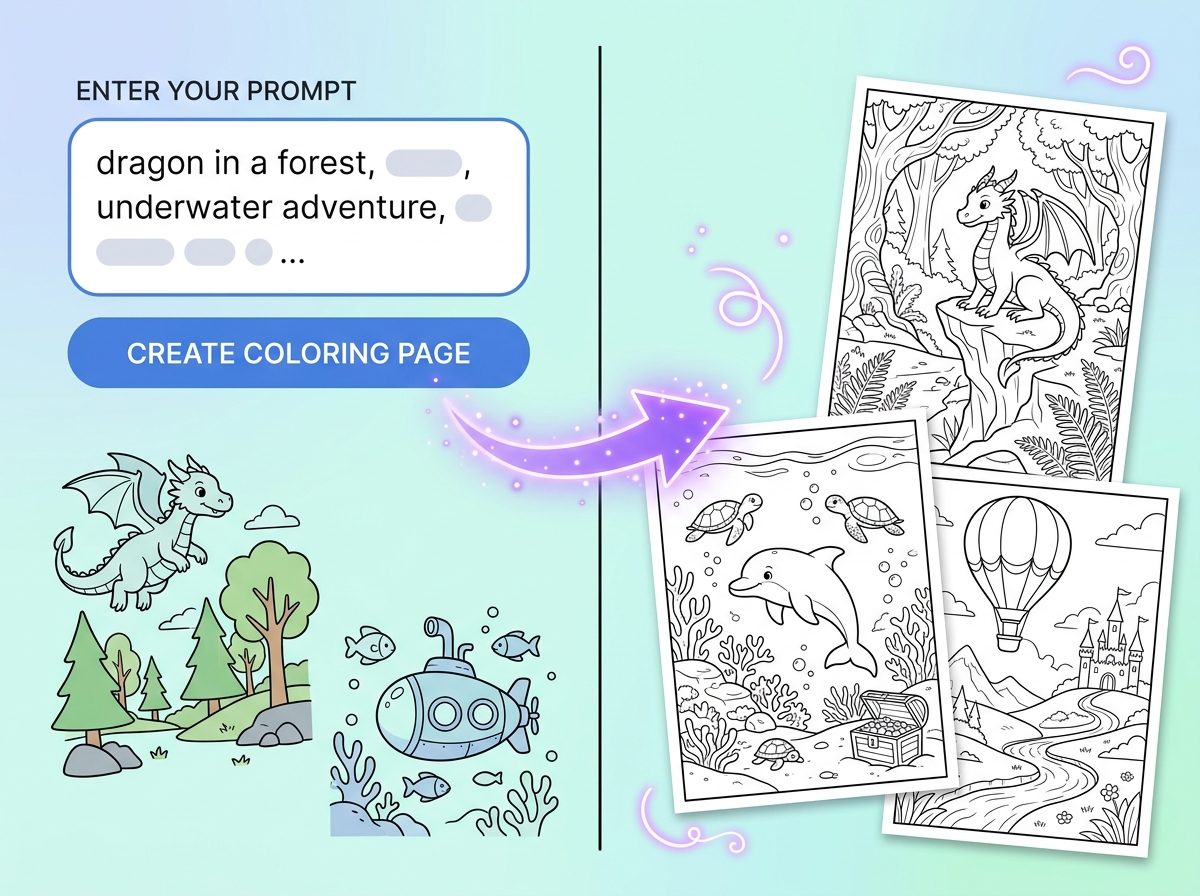 Text prompt to coloring page conversion