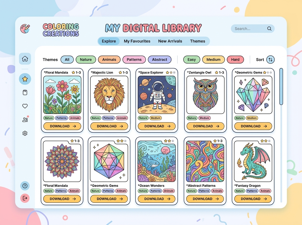 Free coloring pages library preview