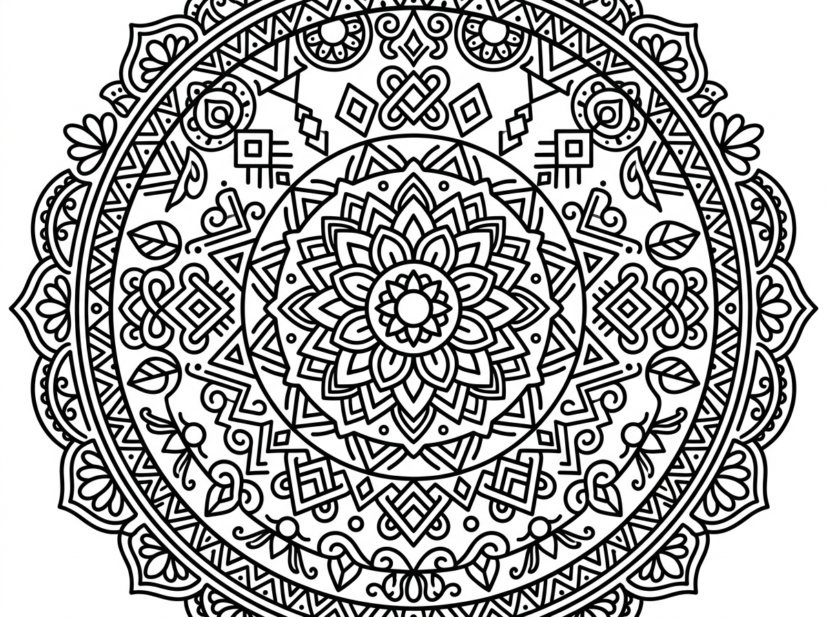 Mandala geometric coloring pages