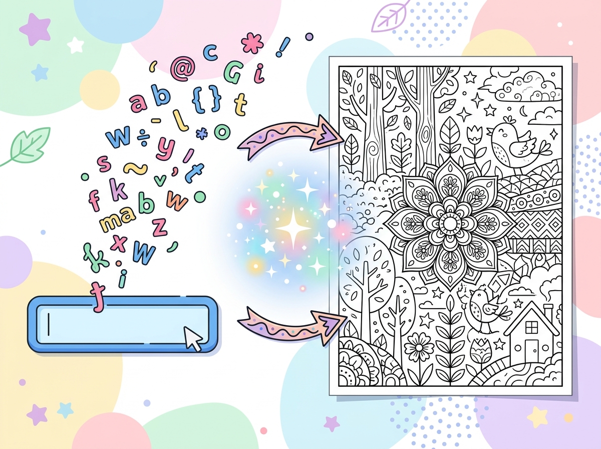 Text to coloring page conversion