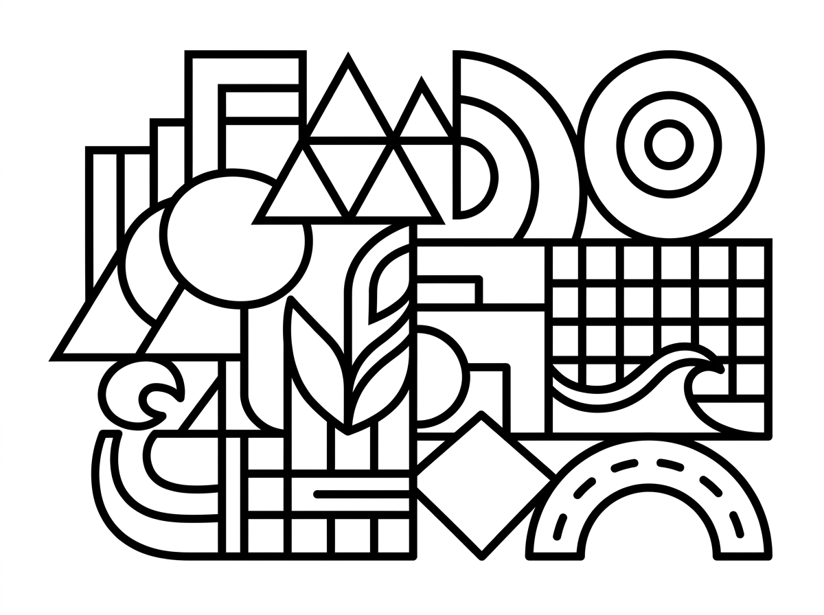 Abstract modern art coloring page