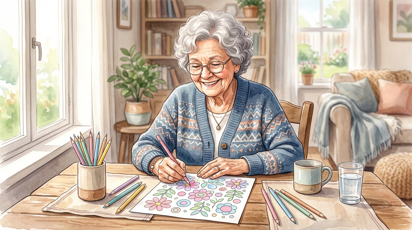 dibujo para colorear imprimible para adultos mayores