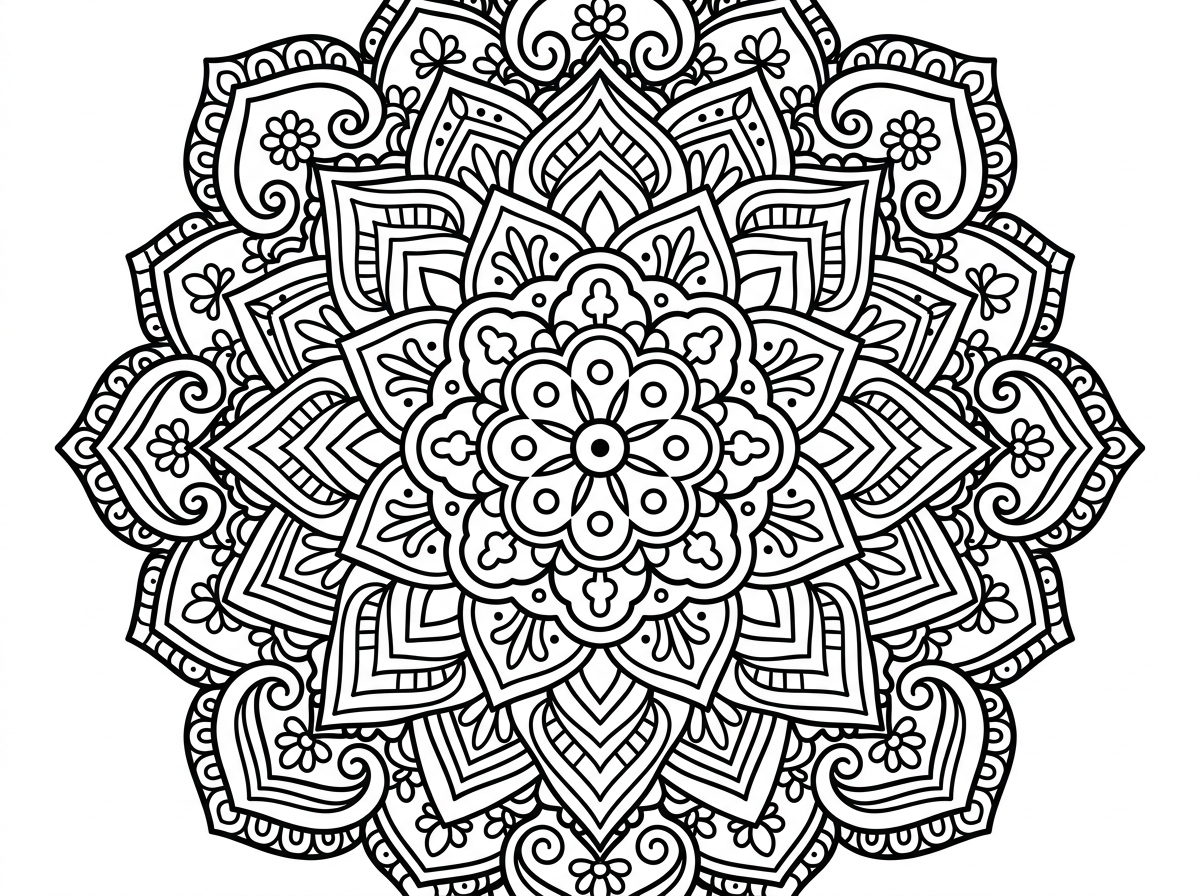 mandala pattern coloring page for older adults