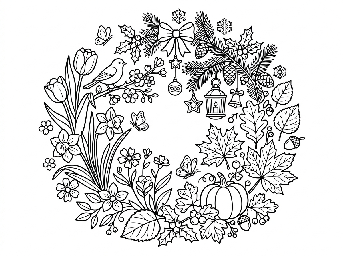 seasonal holiday coloring page printable