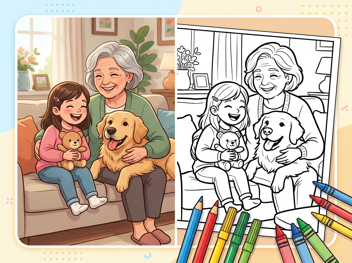 photo converted to printable coloring sheet