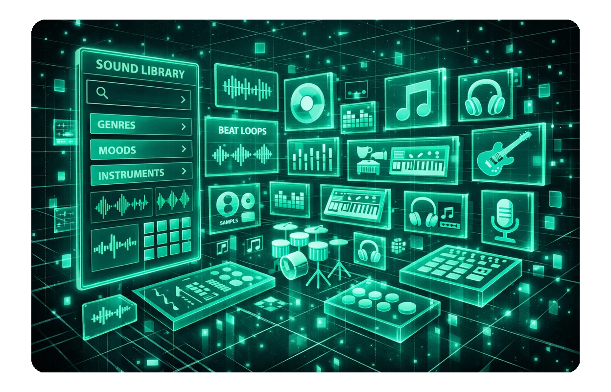 Large library of rap beat maker sounds