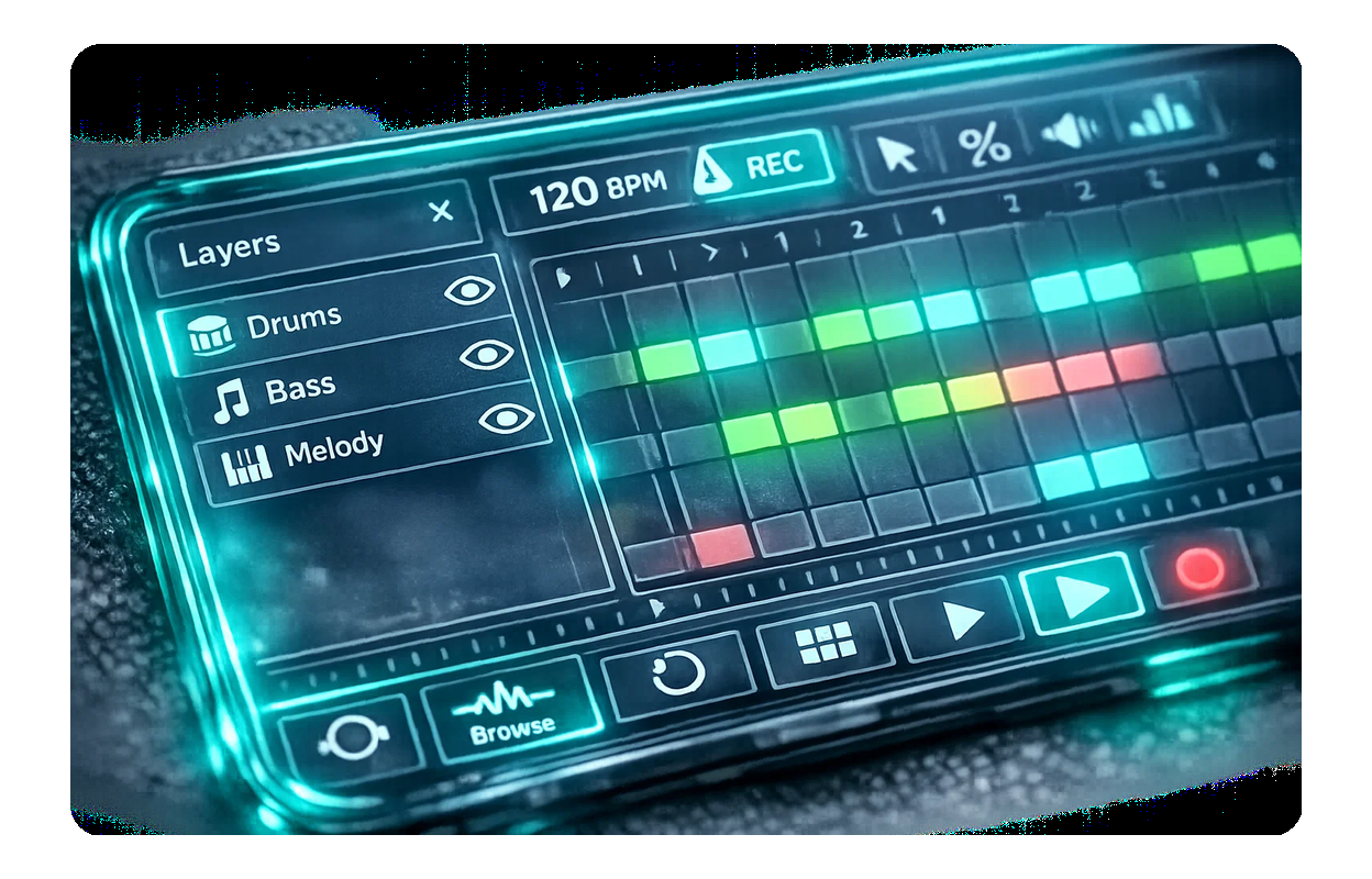 User interface for rap beat maker