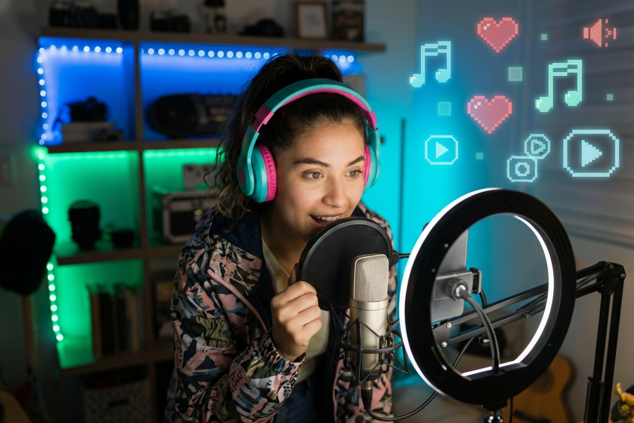 コンテンツにAIミュージックビデオジェネレーターを使用するソーシャルメディアクリエイター