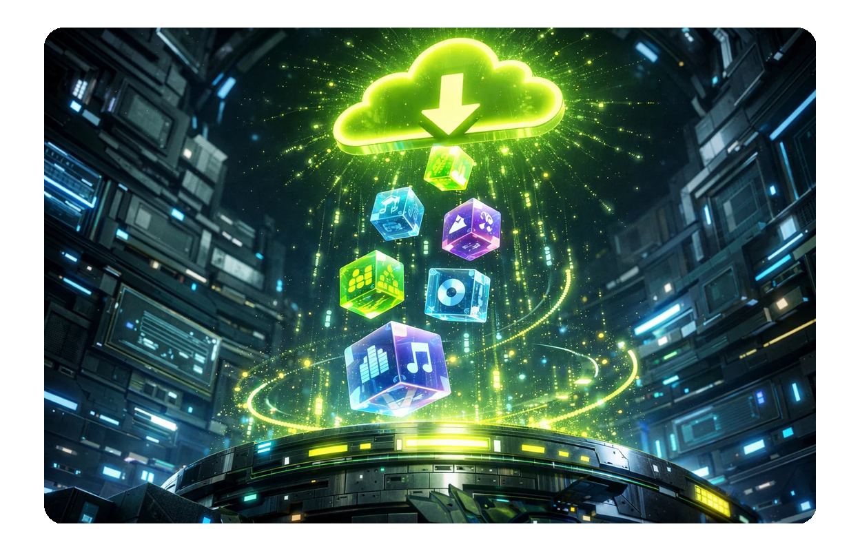 Downloading rock music generator output.