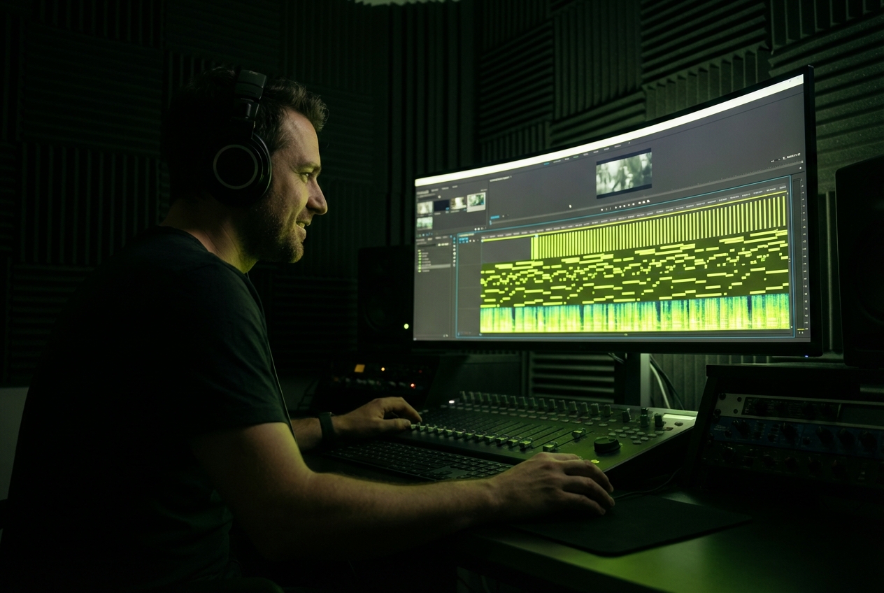 Content creator using Trance Music Generator for video background audio