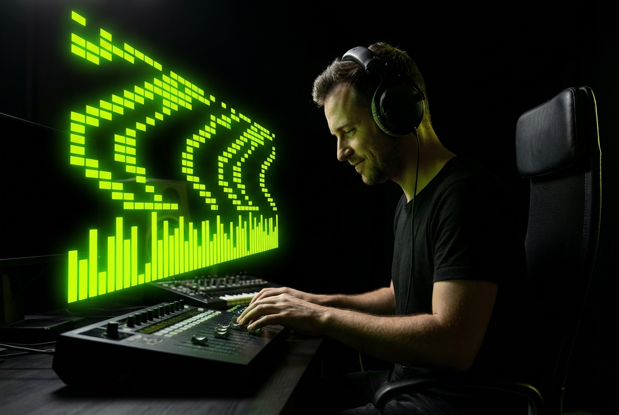 Producer adjusting settings on a professional Trance Generator interface