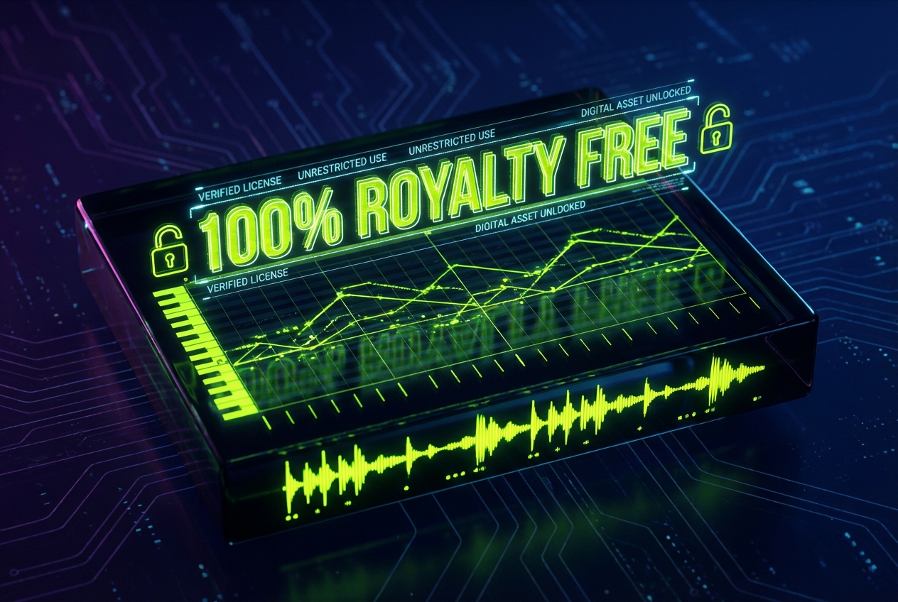 Royalty-free license badge on the Trance Generator dashboard