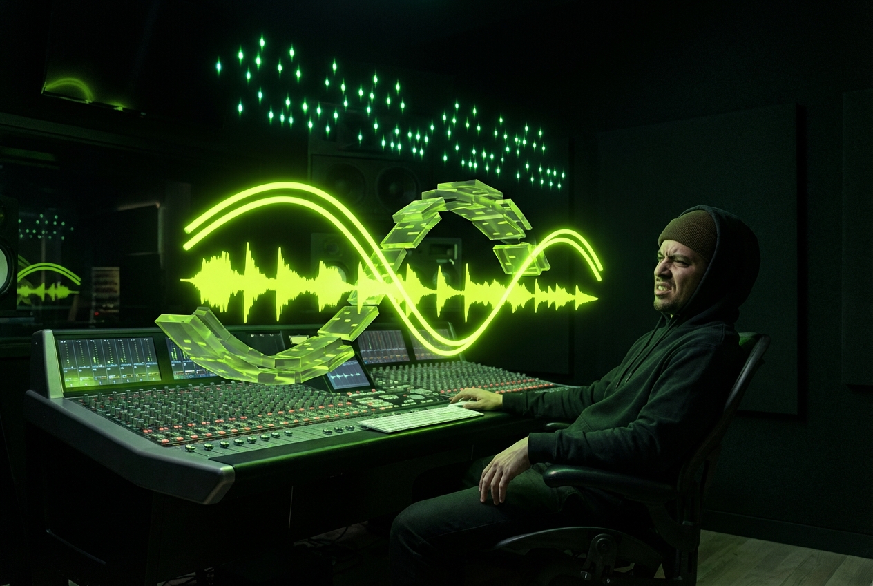 Producer mixing tracks on online drill music maker