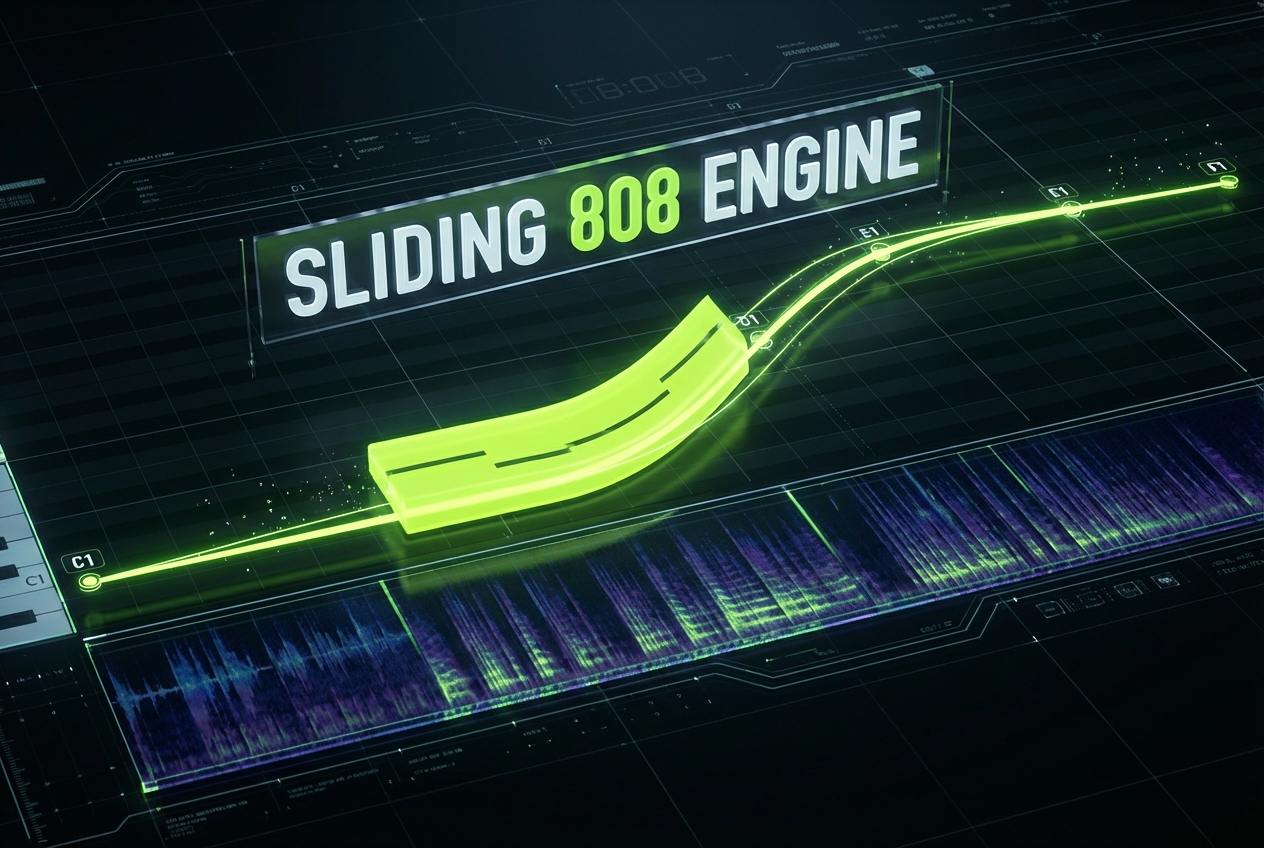 Interface showing sliding 808s in drill music generator