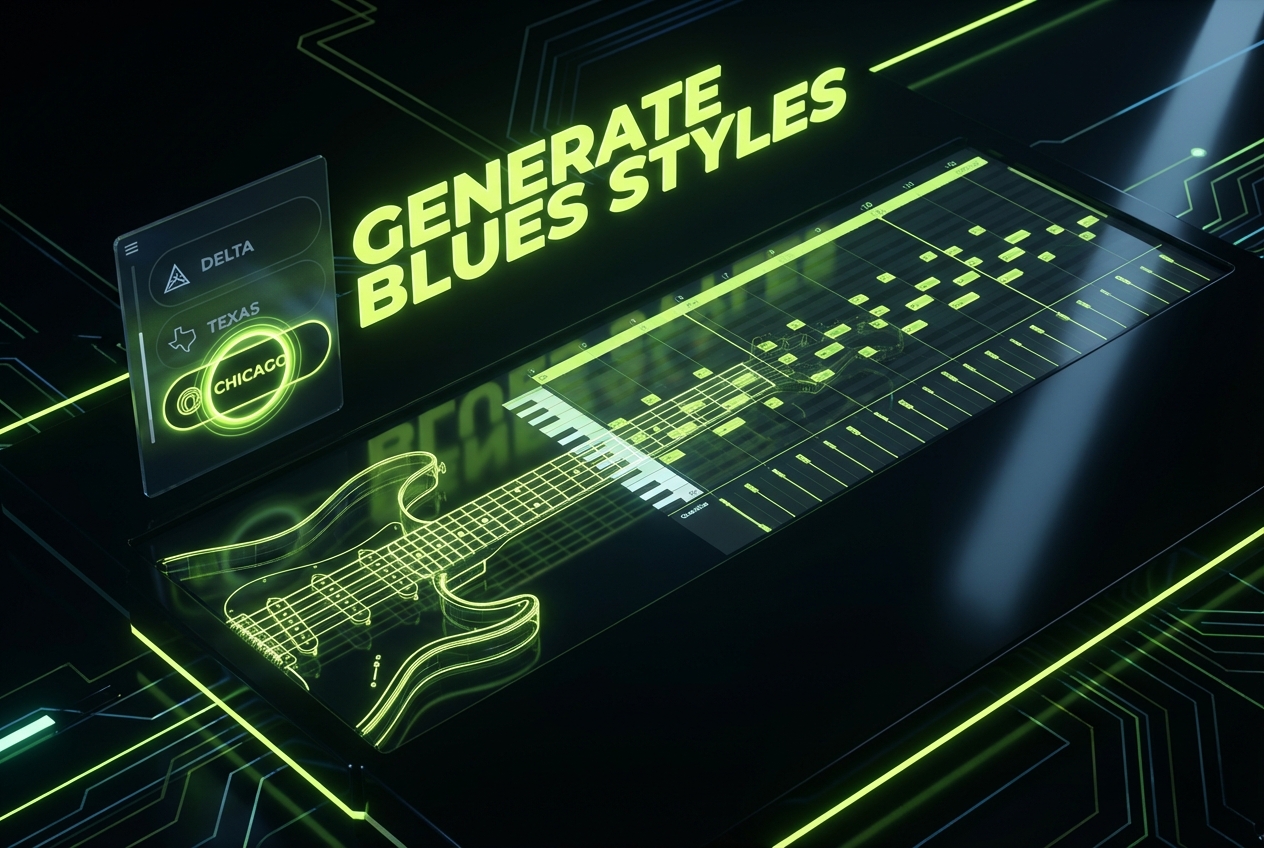 Style selection in Blues Music Generator software
