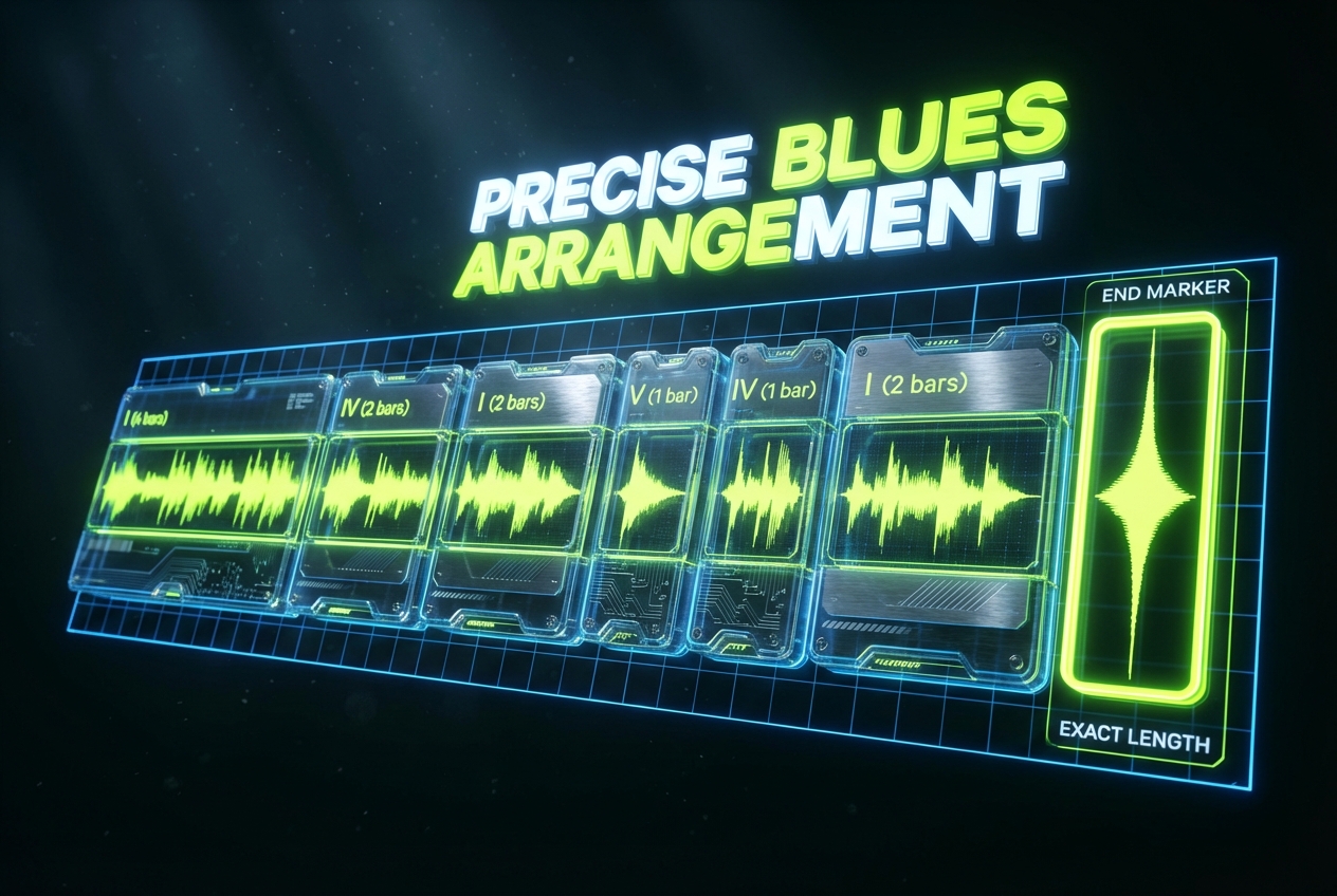 Timeline editing feature in Blues Music Generator