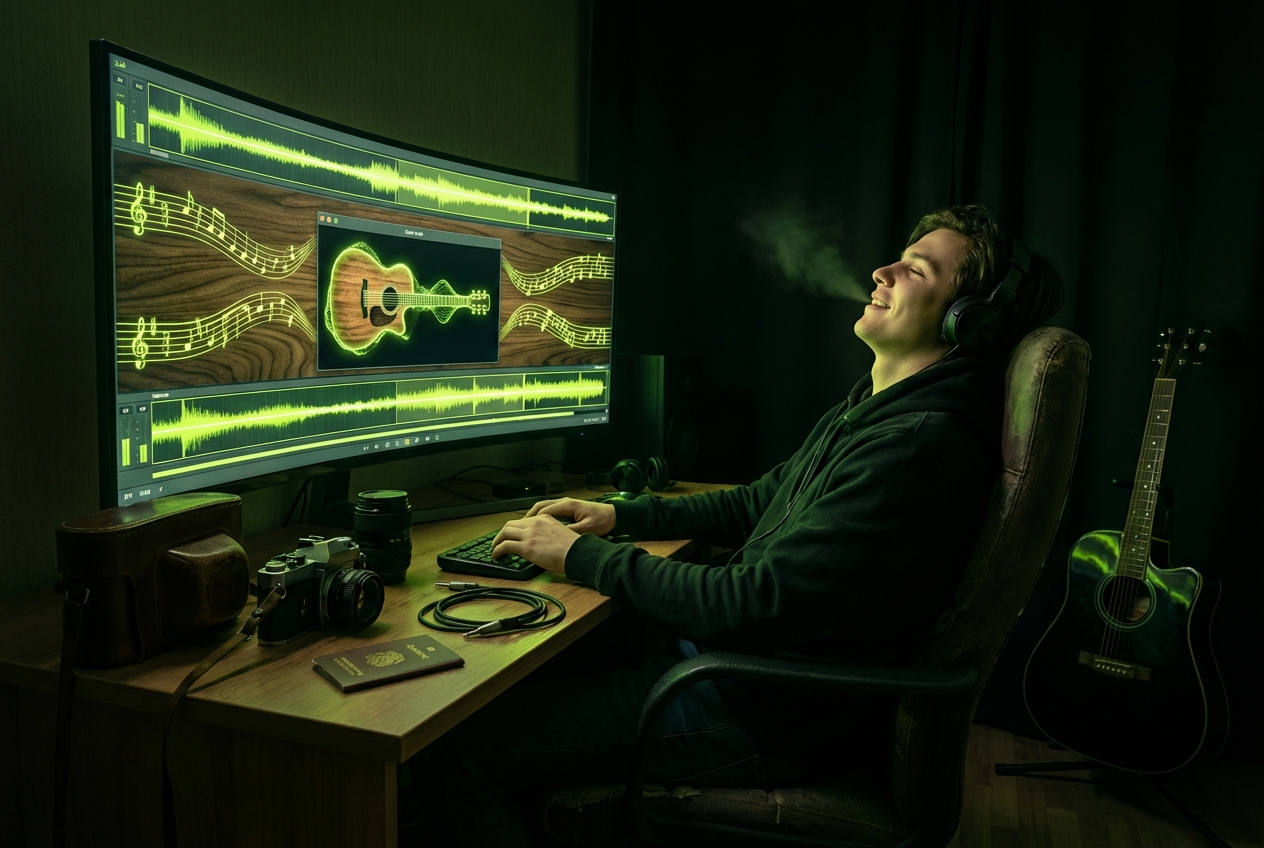 Creator using Folk Music Generator for video editing