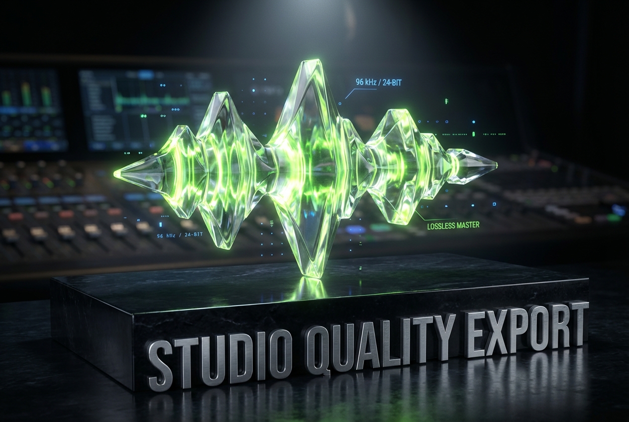 High resolution acoustic music generator export