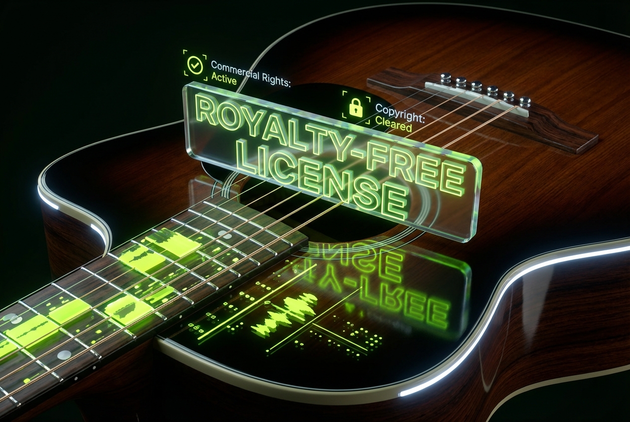 Royalty free acoustic music generator licensing