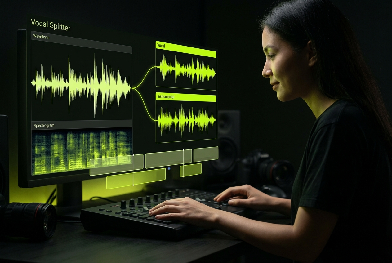 Editor using vocal splitter for video content