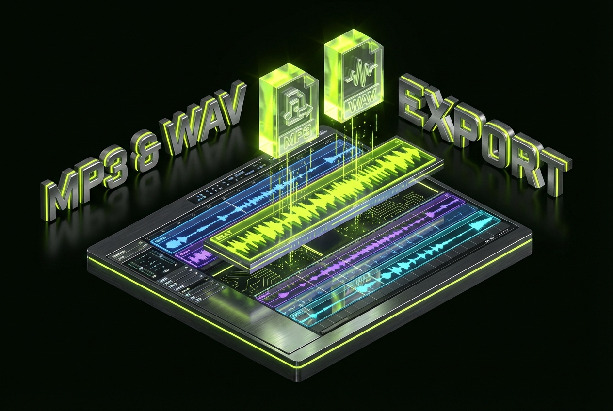 File format icons for audio download