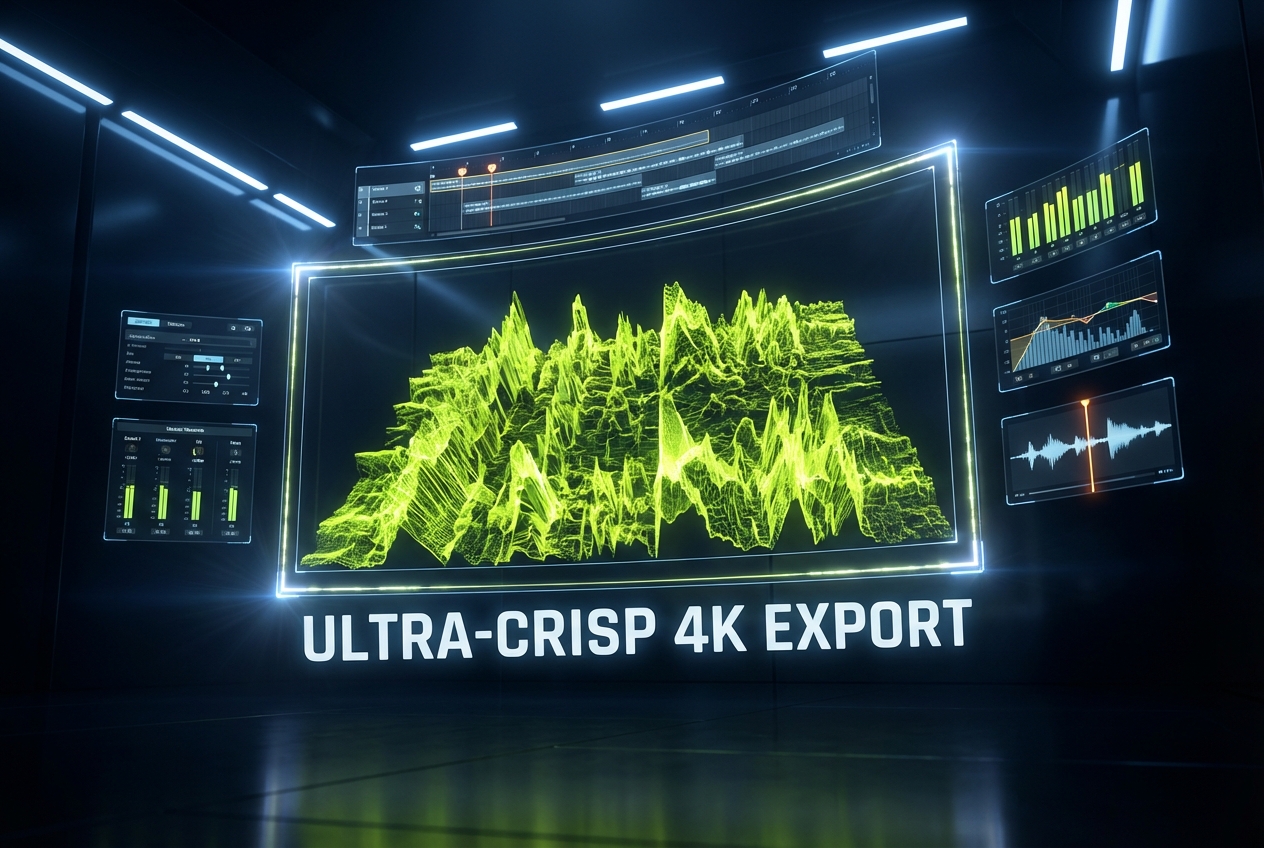 High resolution music visualizer video export process