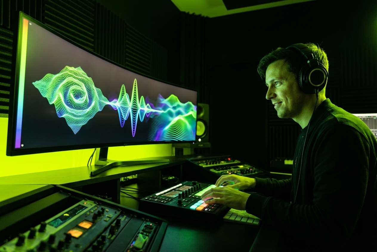 Custom audio waves via music video maker