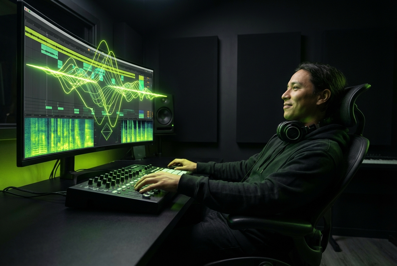 DJ using lyric music video maker