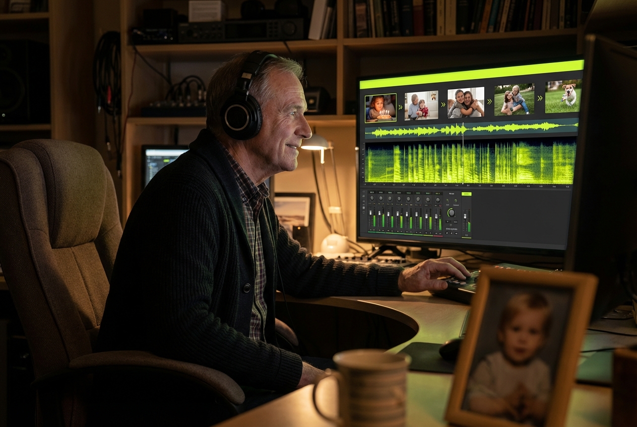 Family using birthday video maker online