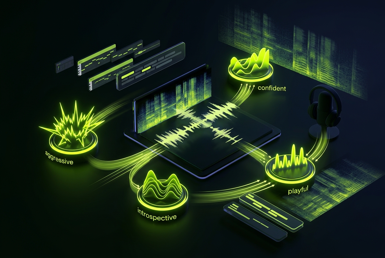 Rap lyrics generator mood selection showing multiple emotional styles