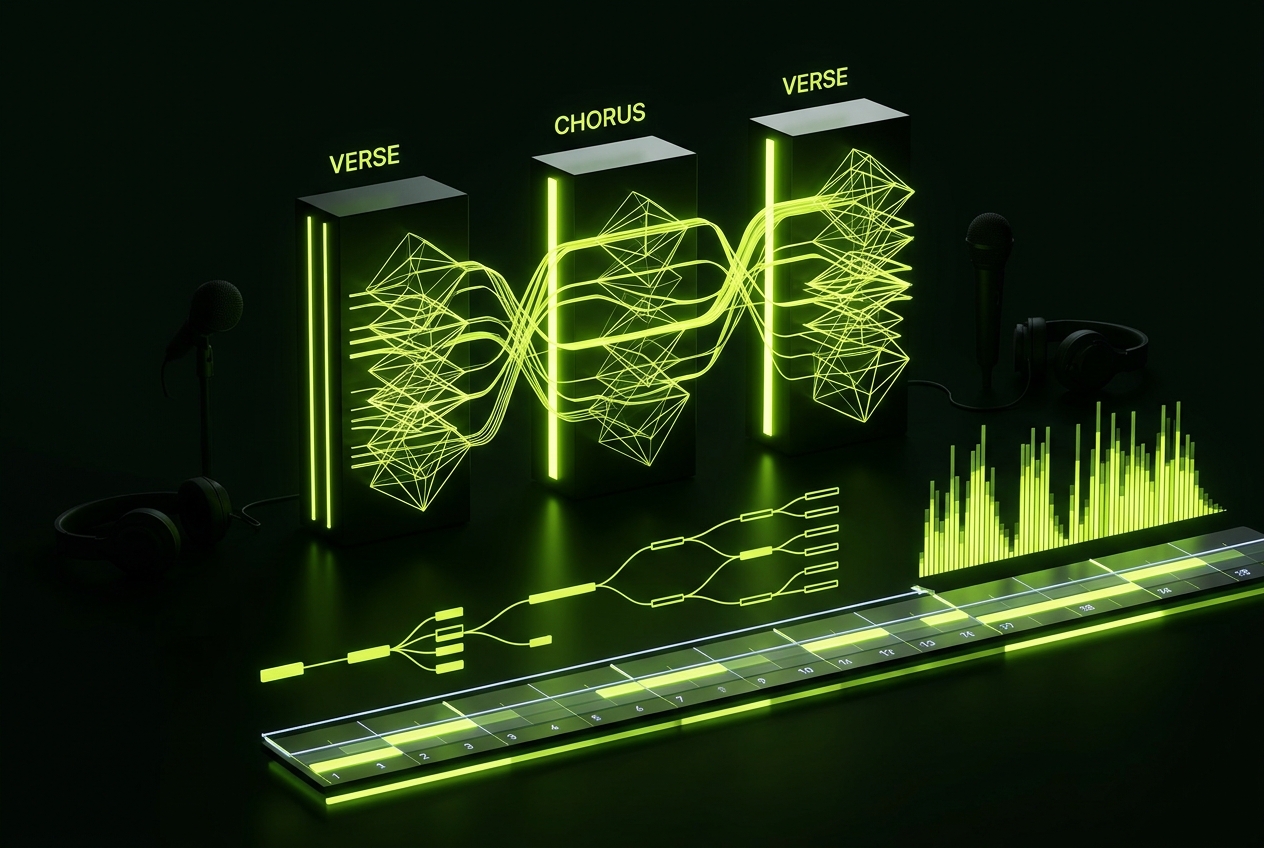 Rap lyrics generator displaying various song structure templates
