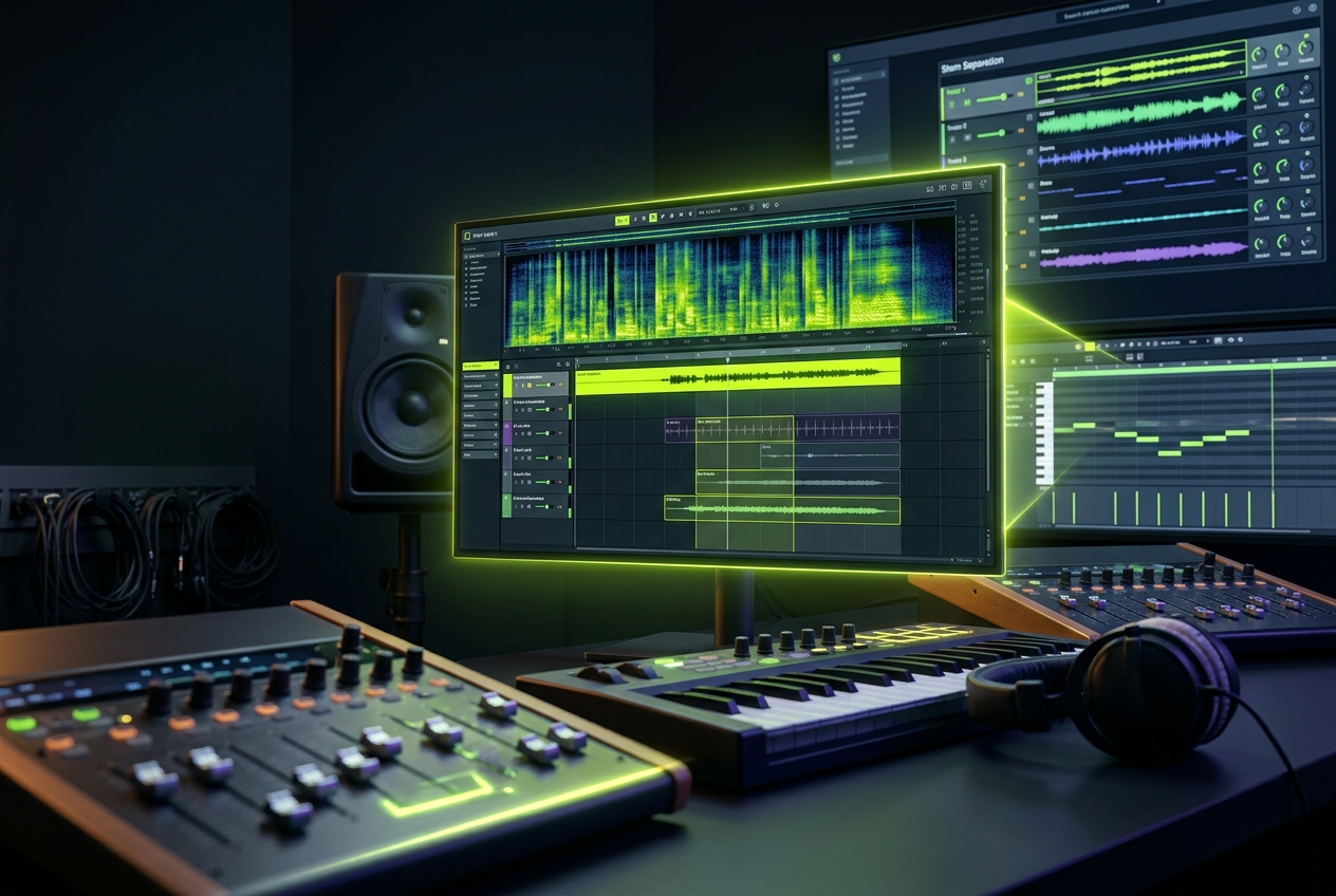 AI Remixer interface showing music remix controls and style options
