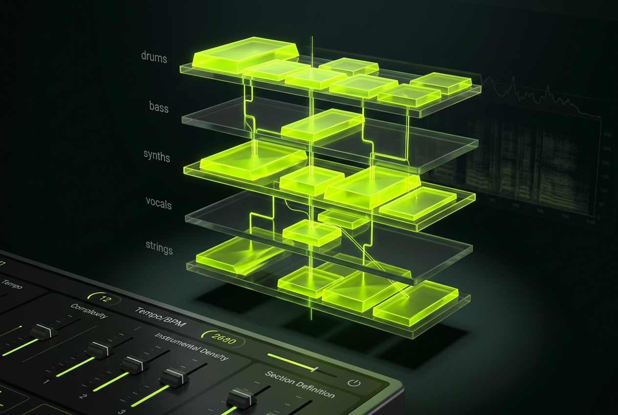 AI Remixer song structure and arrangement customization panel