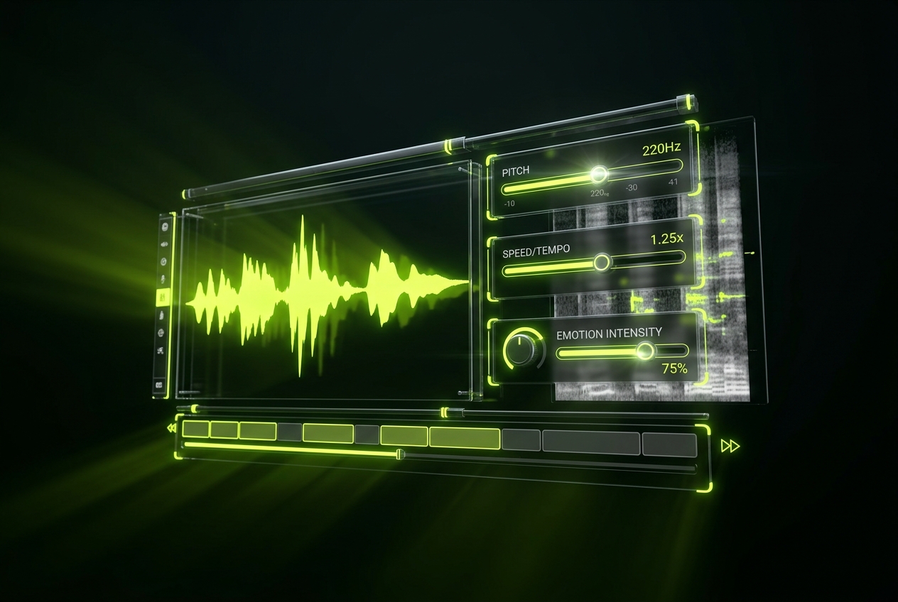 Voice control settings in AI voice generator celebrity tool