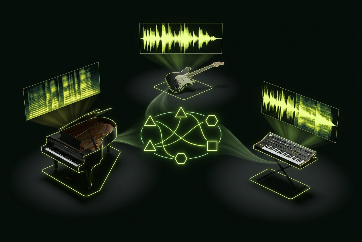 Chord maker showing piano and guitar chord visualization simultaneously