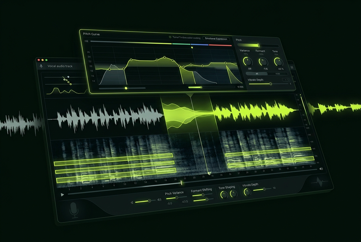 Pitch and tone adjustment sliders for AI song voice changer