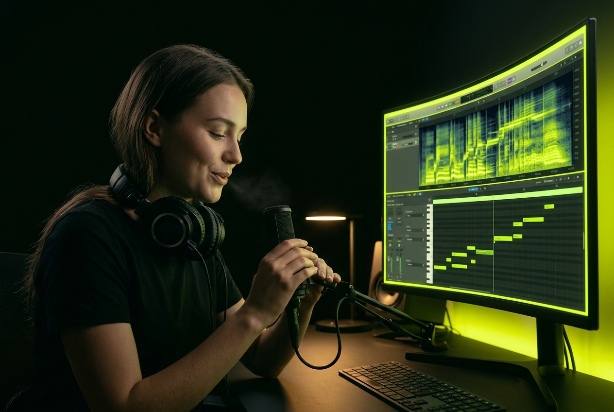 Musicians using audio pitch changer for vocal training