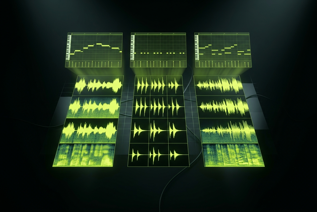 AI MIDI interface with separated vocal and instrumental MIDI tracks