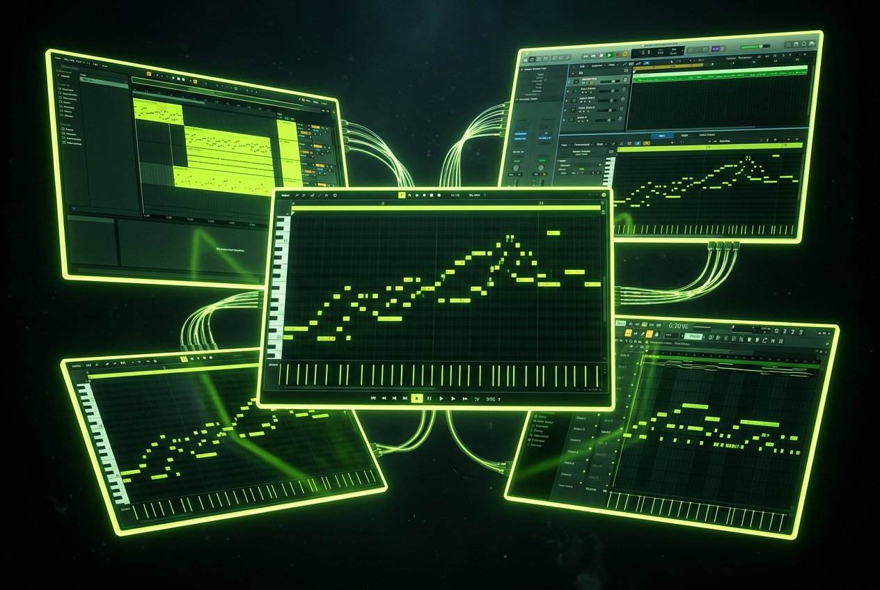 MIDI file imported into popular digital audio workstation software