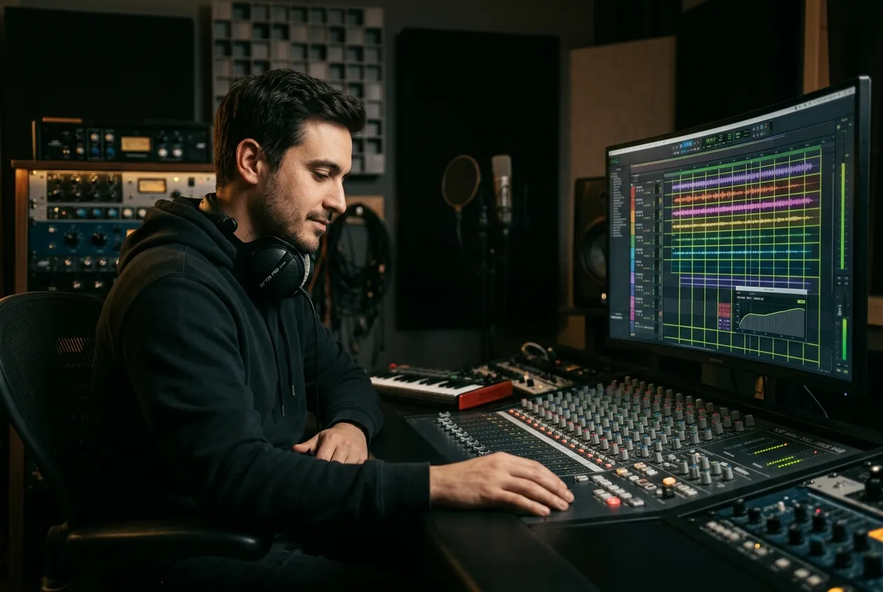 Audio engineer using beat finder for session alignment