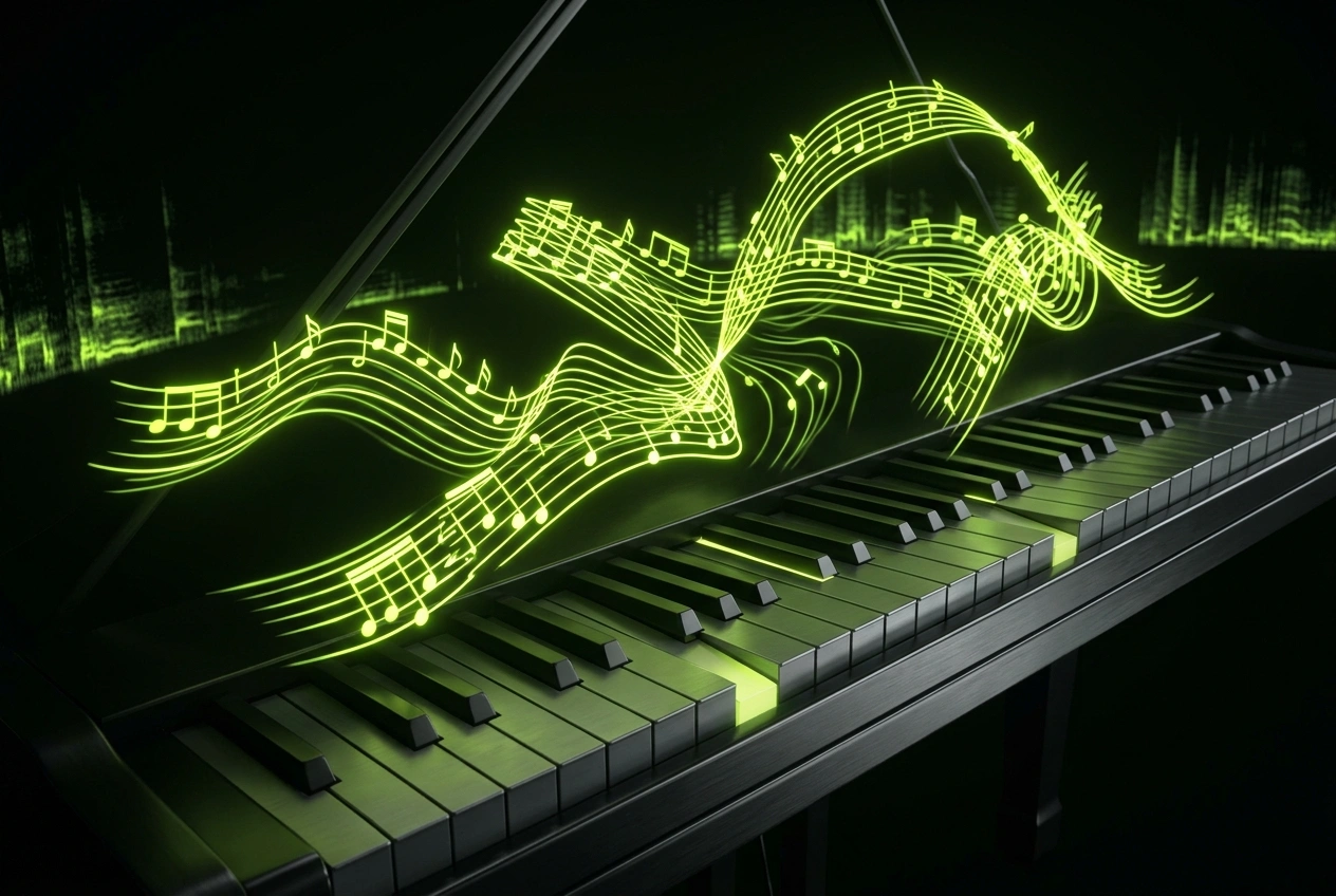 AI piano melody generation interface with style controls