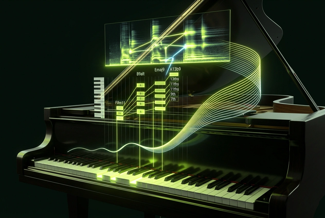 AI piano chord progression generator with voicing options