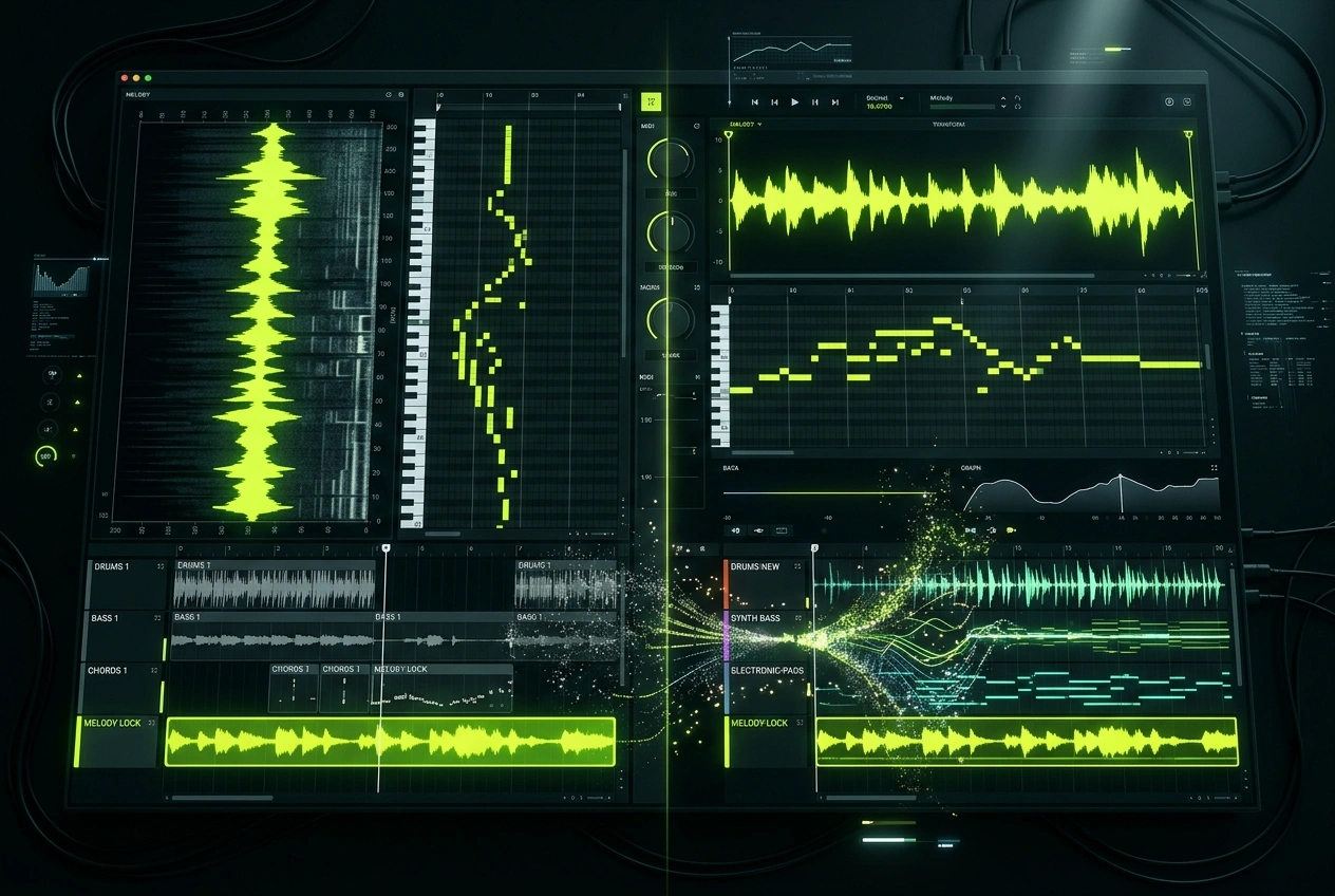 AI remix generator preserving original melody structure