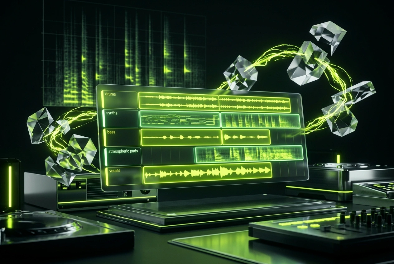 Royalty-free electronic music generator output