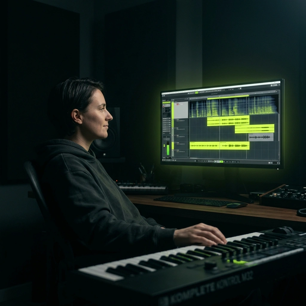 Independent artist creating electronic tracks with AI