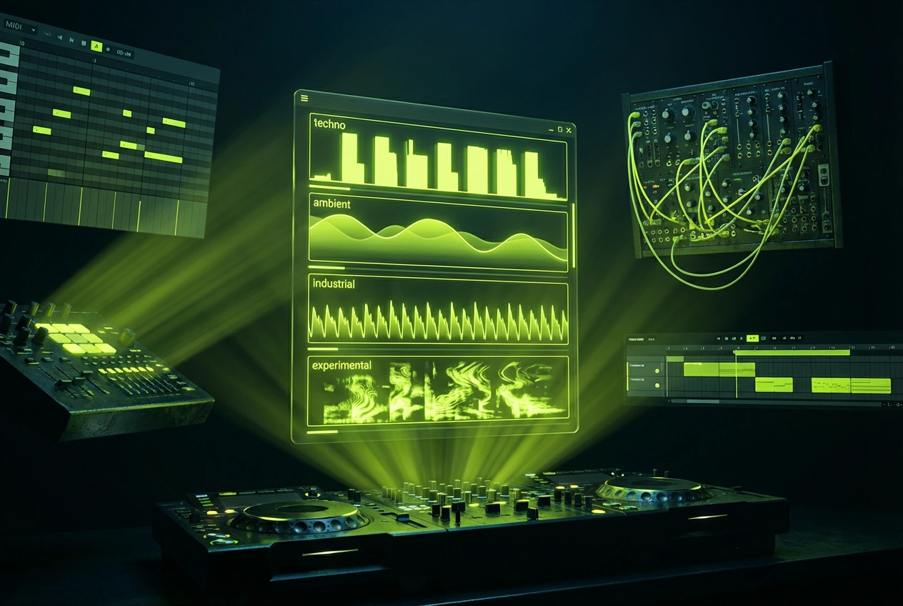 AI Experimental Electronic Music Generator creating diverse electronic styles